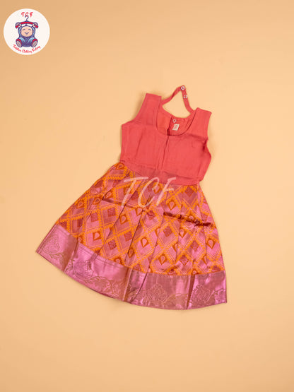 Lite Lavender & Orange - Girls Readymade Pavadai Sattai