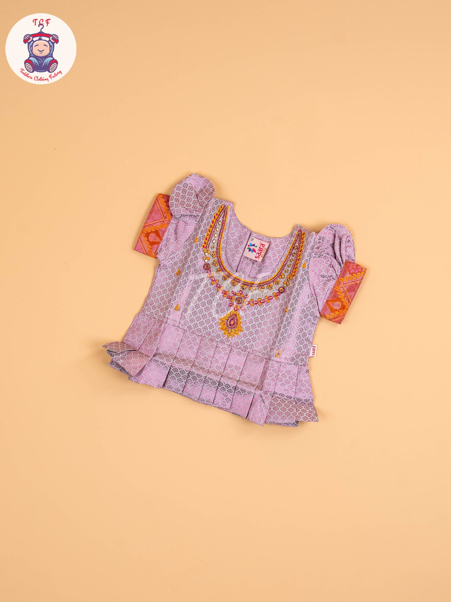 Lite Lavender & Orange - Girls Readymade Pavadai Sattai