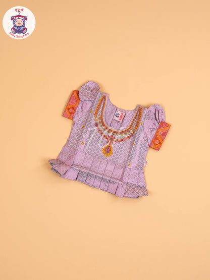 Lite Lavender & Orange - Girls Readymade Pavadai Sattai