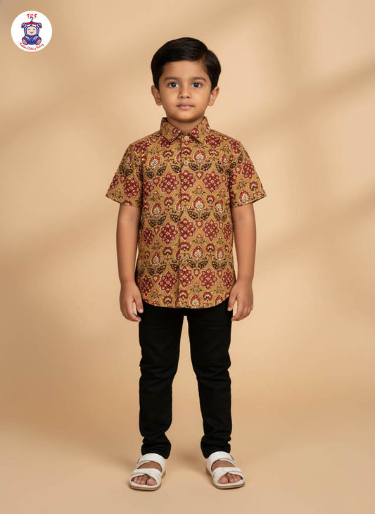 Mustard - Boys Readymade Cotton Printed Shirts