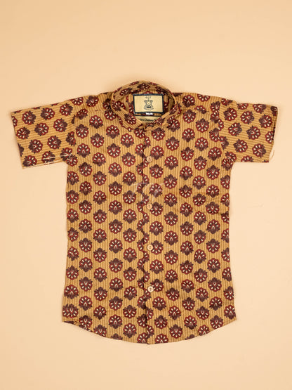 Mustard & Maroon - Boys Readymade Cotton Printed Shirts