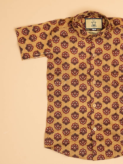 Mustard & Maroon - Boys Readymade Cotton Printed Shirts