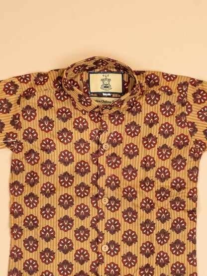 Mustard & Maroon - Boys Readymade Cotton Printed Shirts