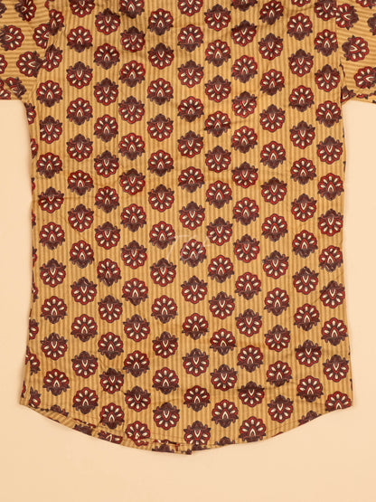 Mustard & Maroon - Boys Readymade Cotton Printed Shirts