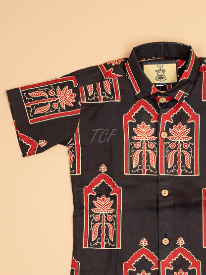 Black - Boys Readymade Cotton Printed Shirts