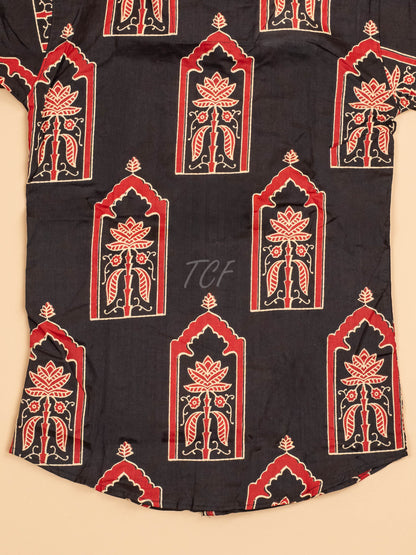 Black - Boys Readymade Cotton Printed Shirts