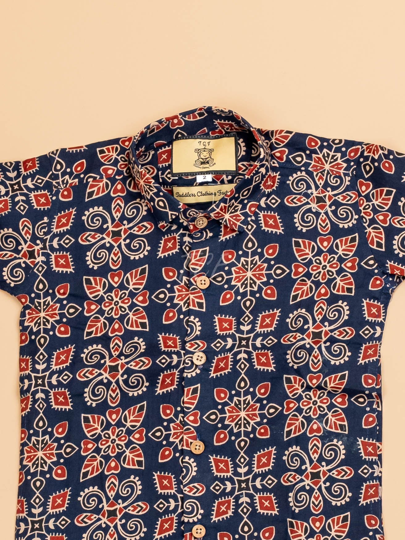 Blue & Maroon - Boys Readymade Cotton Printed Shirts