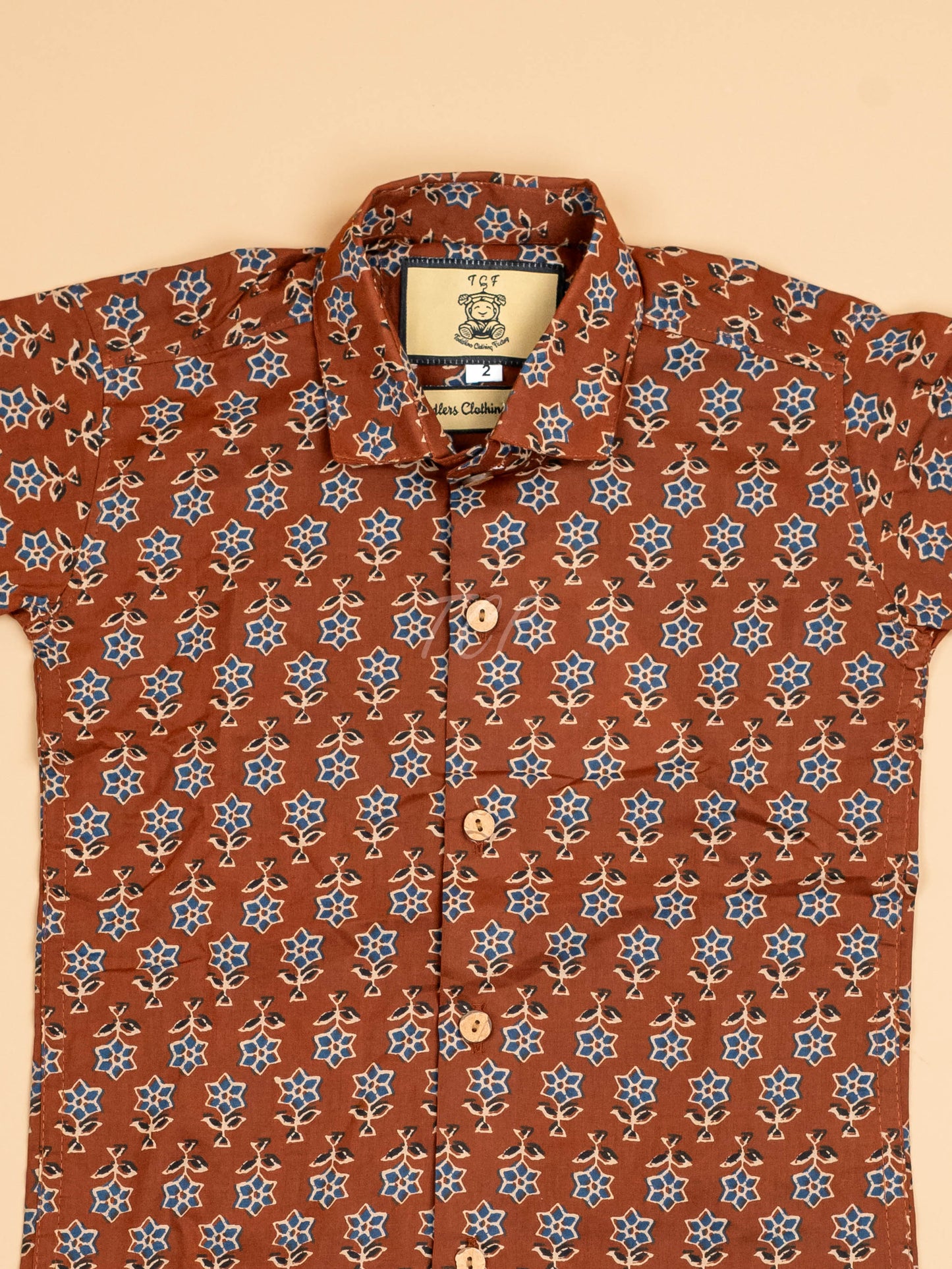 Brown & Blue - Boys Readymade Cotton Printed Shirts
