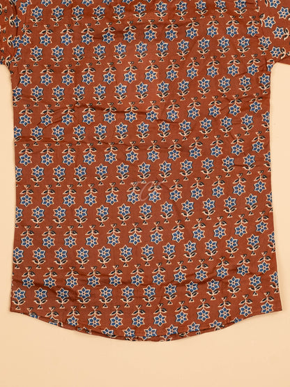 Brown & Blue - Boys Readymade Cotton Printed Shirts