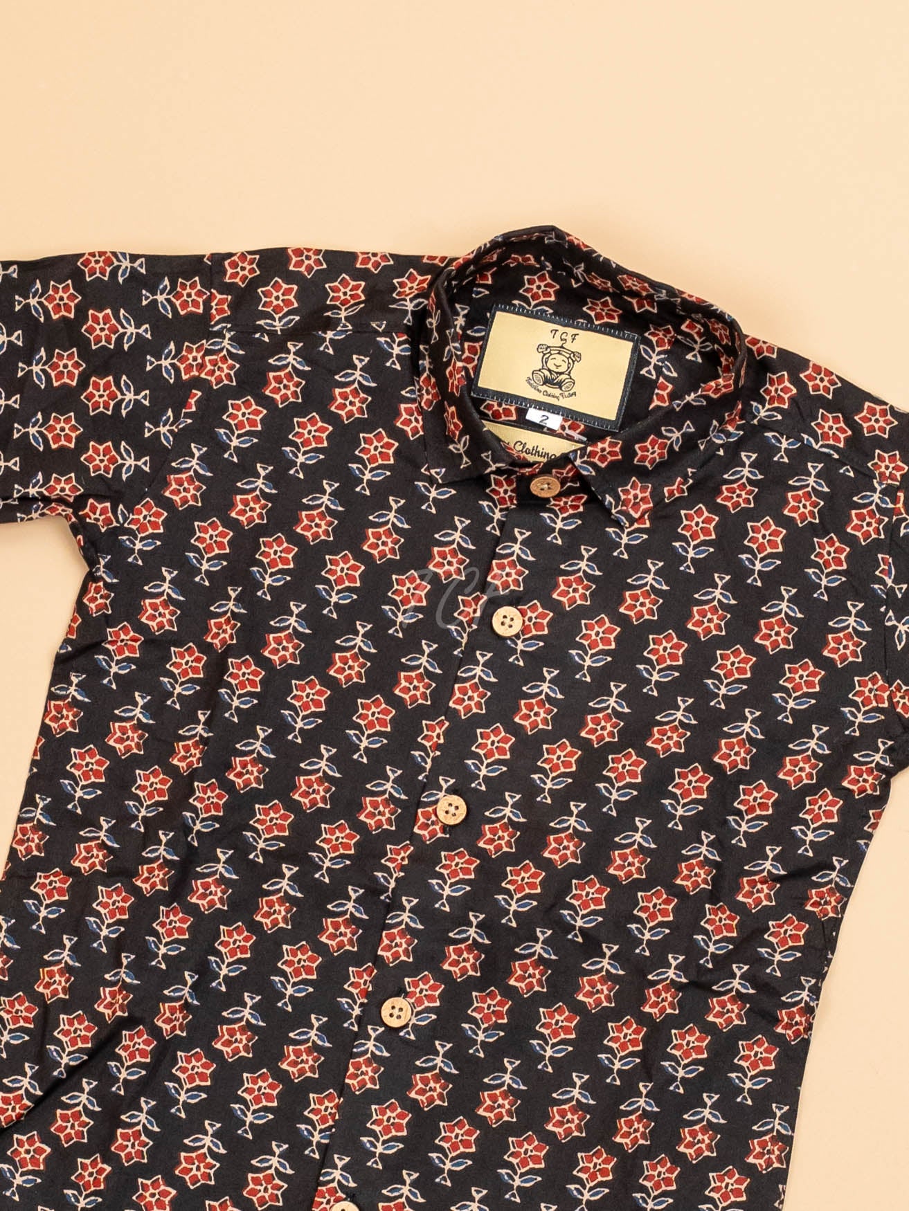 Black & Maroon - Boys Readymade Cotton Printed Shirts