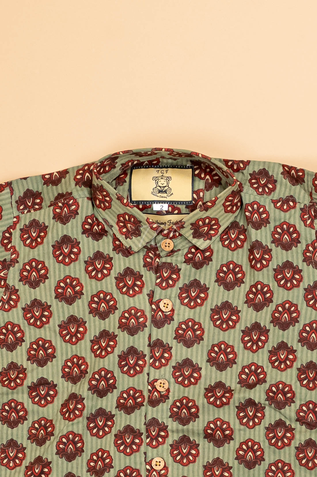 Light Green & Maroon - Boys Readymade Cotton Printed Shirts