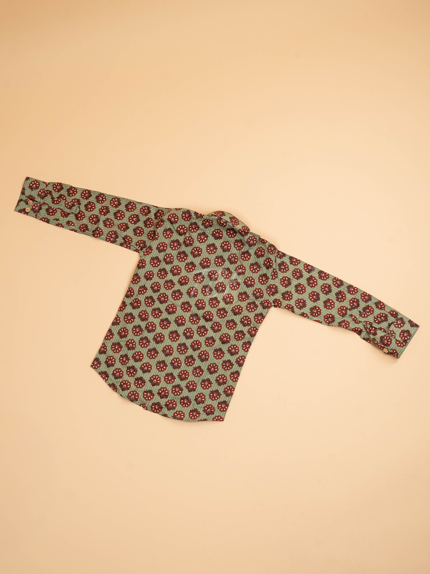 Light Green & Maroon - Boys Readymade Cotton Printed Shirts