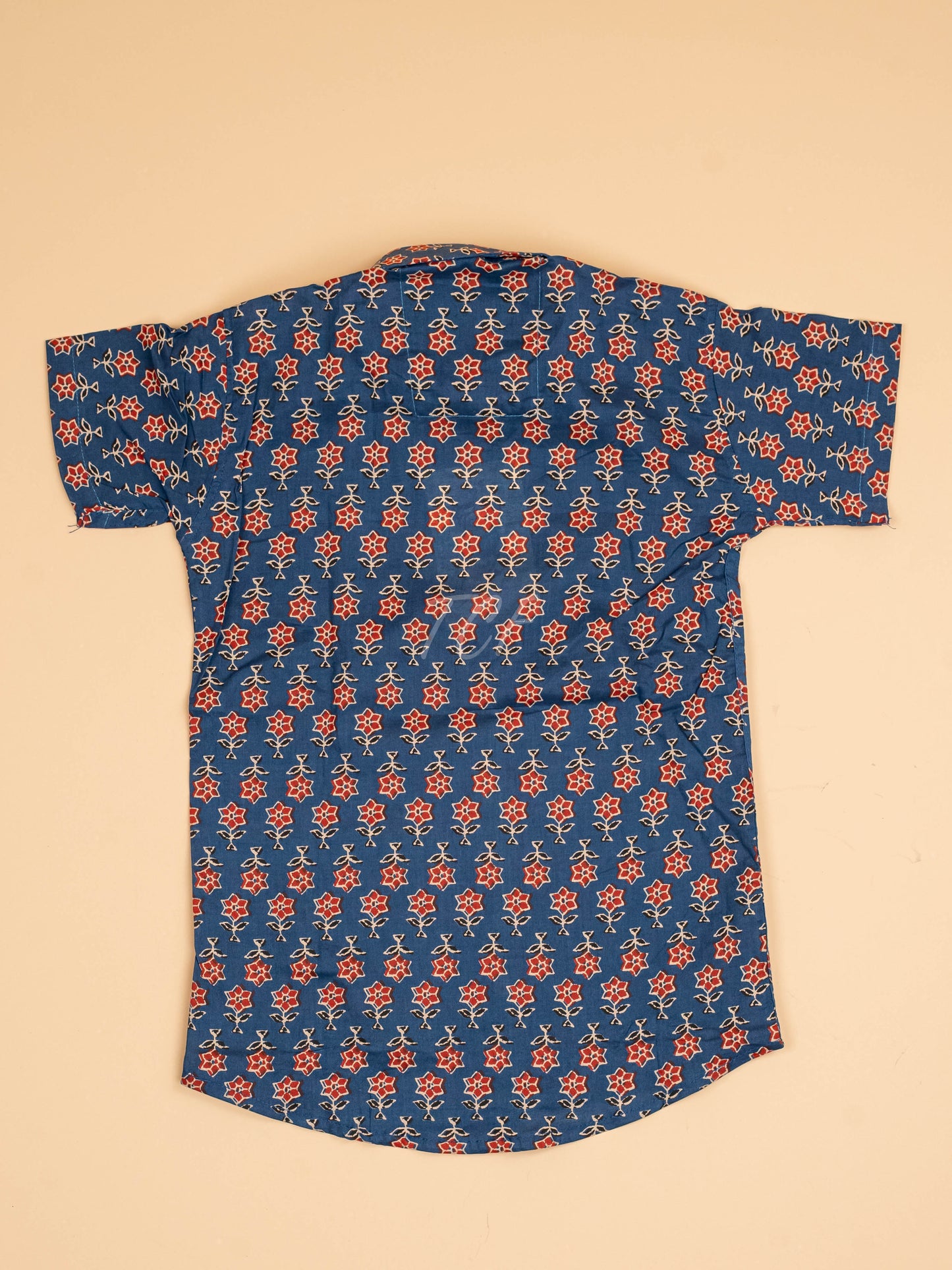 Blue & Maroon - Boys Readymade Cotton Printed Shirts