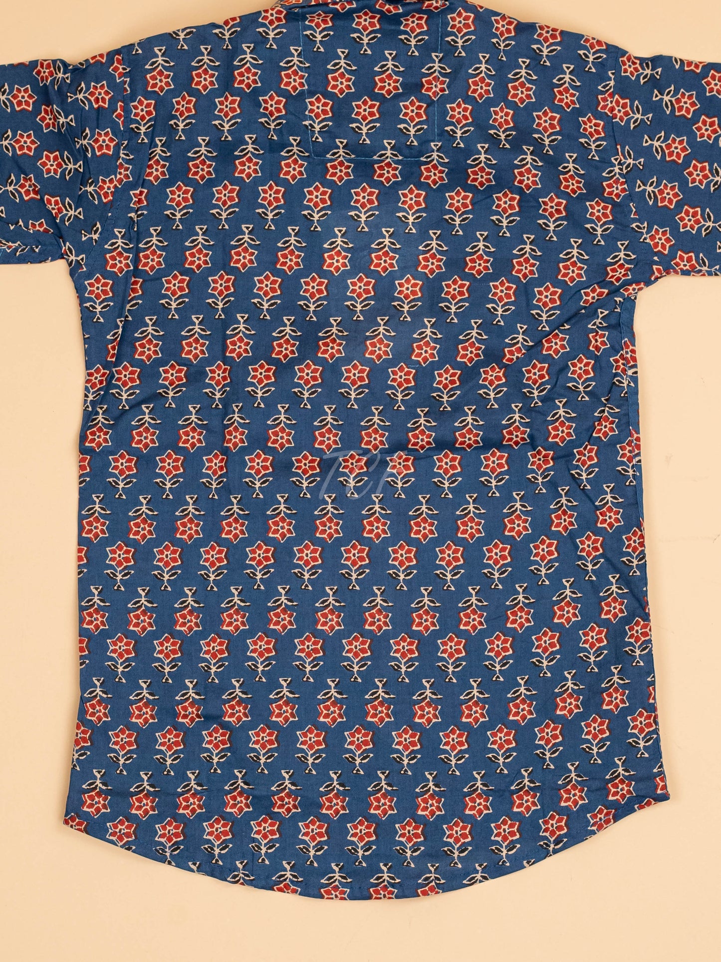 Blue & Maroon - Boys Readymade Cotton Printed Shirts