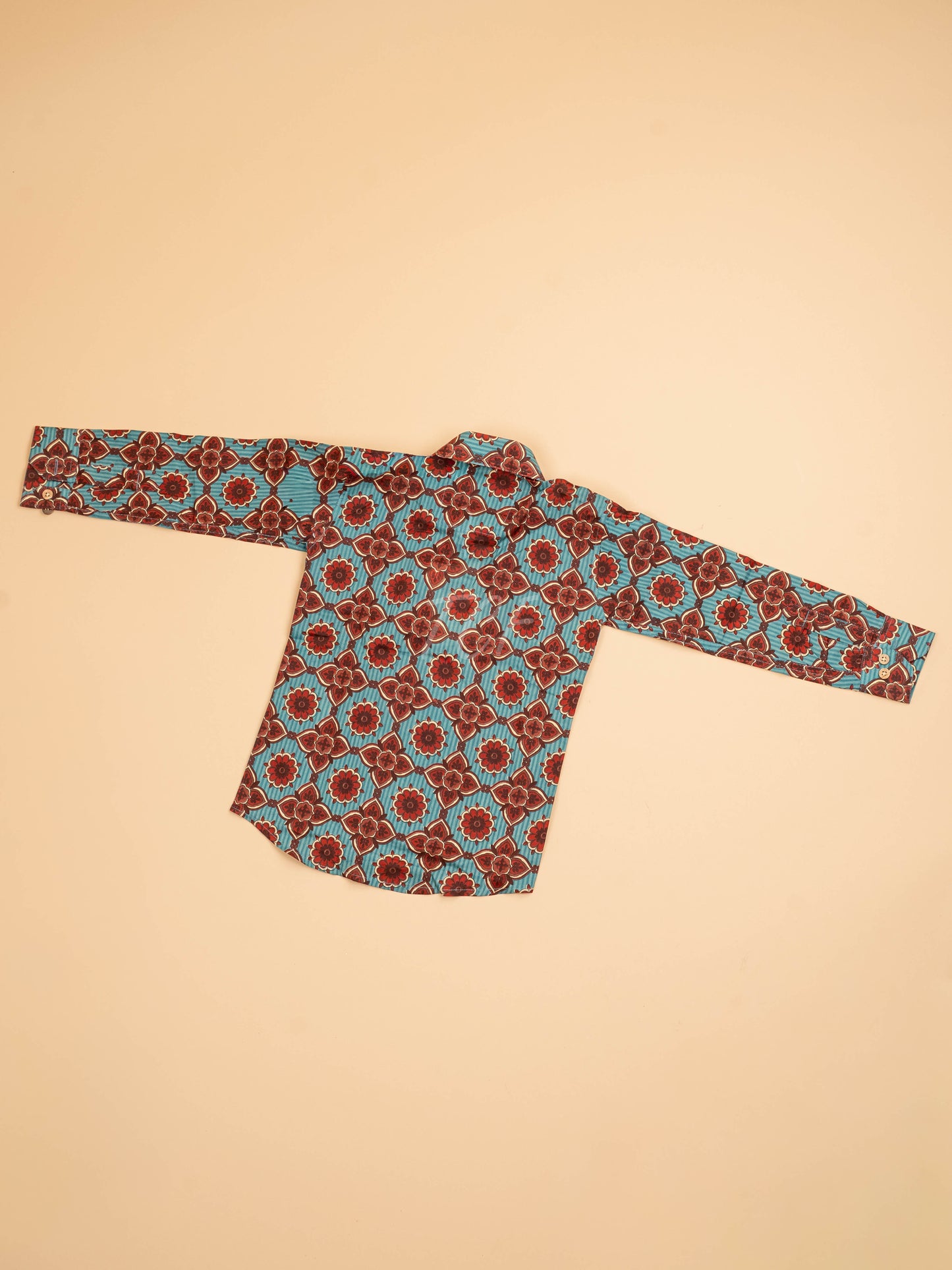 Light Blue & Maroon - Boys Readymade Cotton Printed Shirts