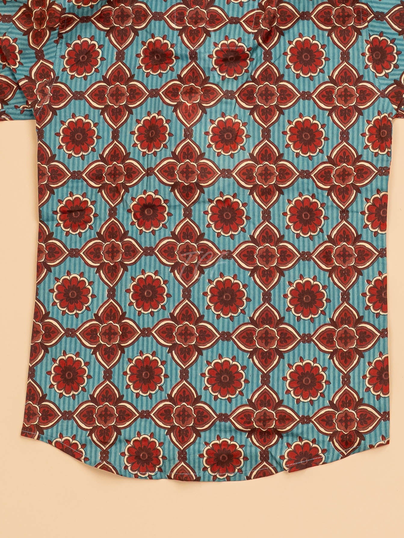 Light Blue & Maroon - Boys Readymade Cotton Printed Shirts