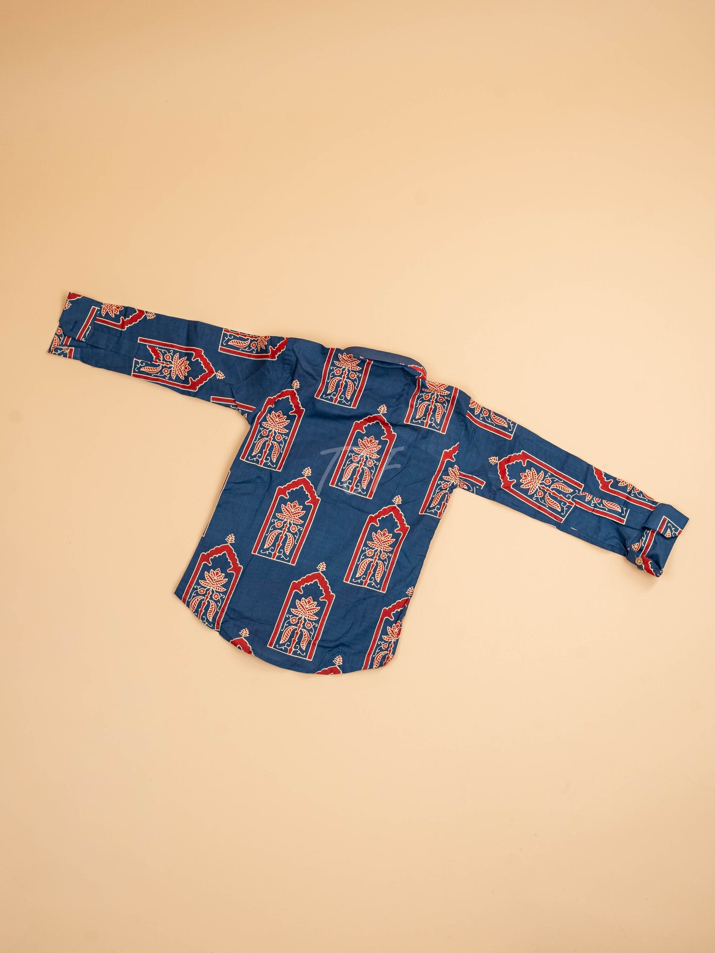 Blue & Maroon - Boys Readymade Cotton Printed Shirts