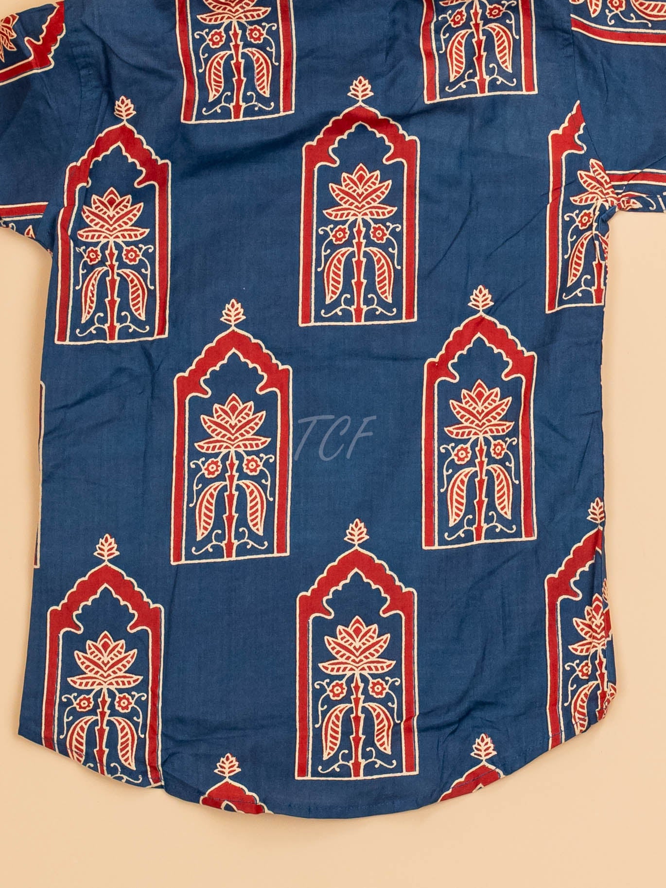 Blue & Maroon - Boys Readymade Cotton Printed Shirts
