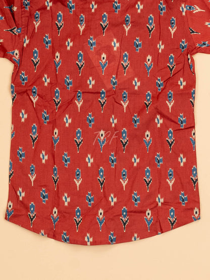 Maroon - Boys Readymade Cotton Printed Shirts