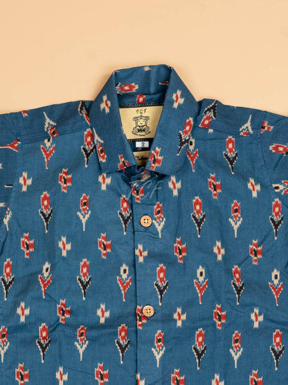 Blue - Boys Readymade Cotton Printed Shirts