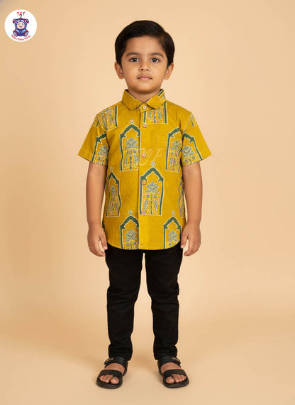 Mustard & Green - Boys Readymade Cotton Printed Shirts