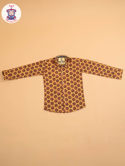 Mustard & Maroon - Boys Readymade Cotton Printed Shirts