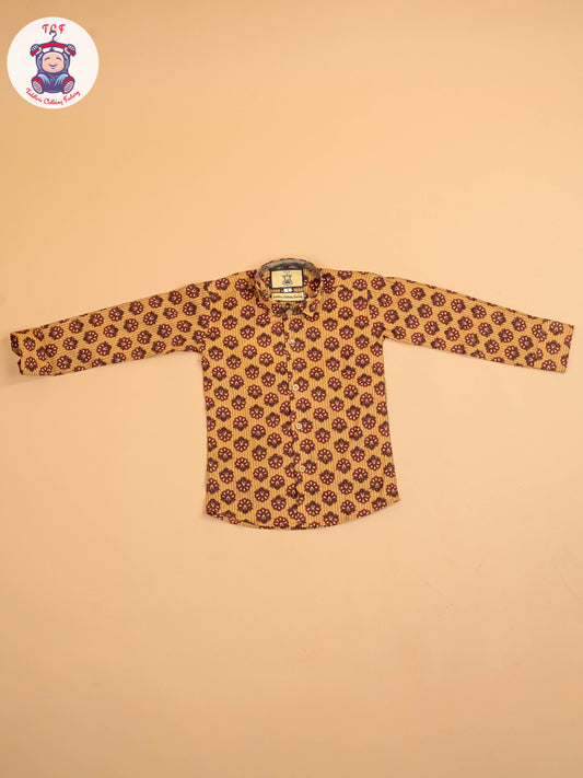 Mustard & Maroon - Boys Readymade Cotton Printed Shirts