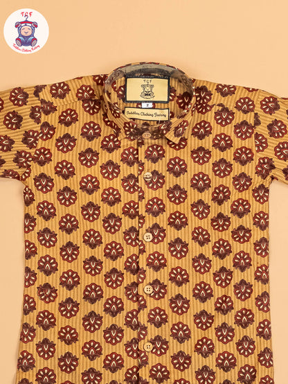 Mustard & Maroon - Boys Readymade Cotton Printed Shirts