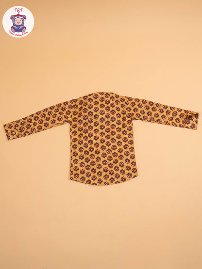 Mustard & Maroon - Boys Readymade Cotton Printed Shirts