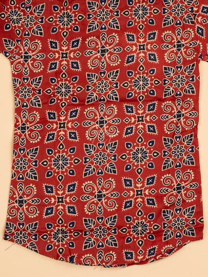 Maroon & Navy Blue - Boys Readymade Cotton Printed Shirts