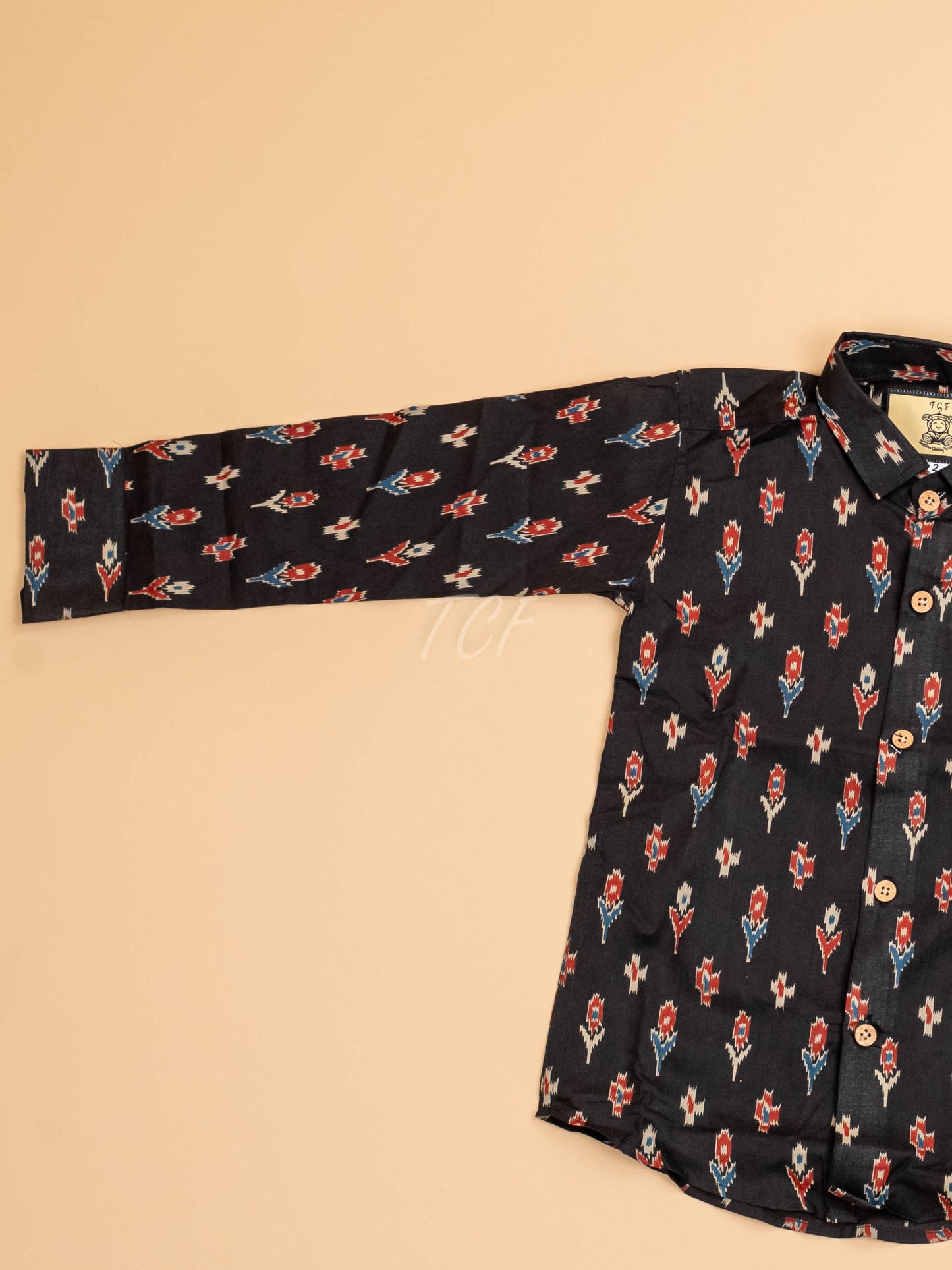 Black & Maroon - Boys Readymade Cotton Printed Shirts