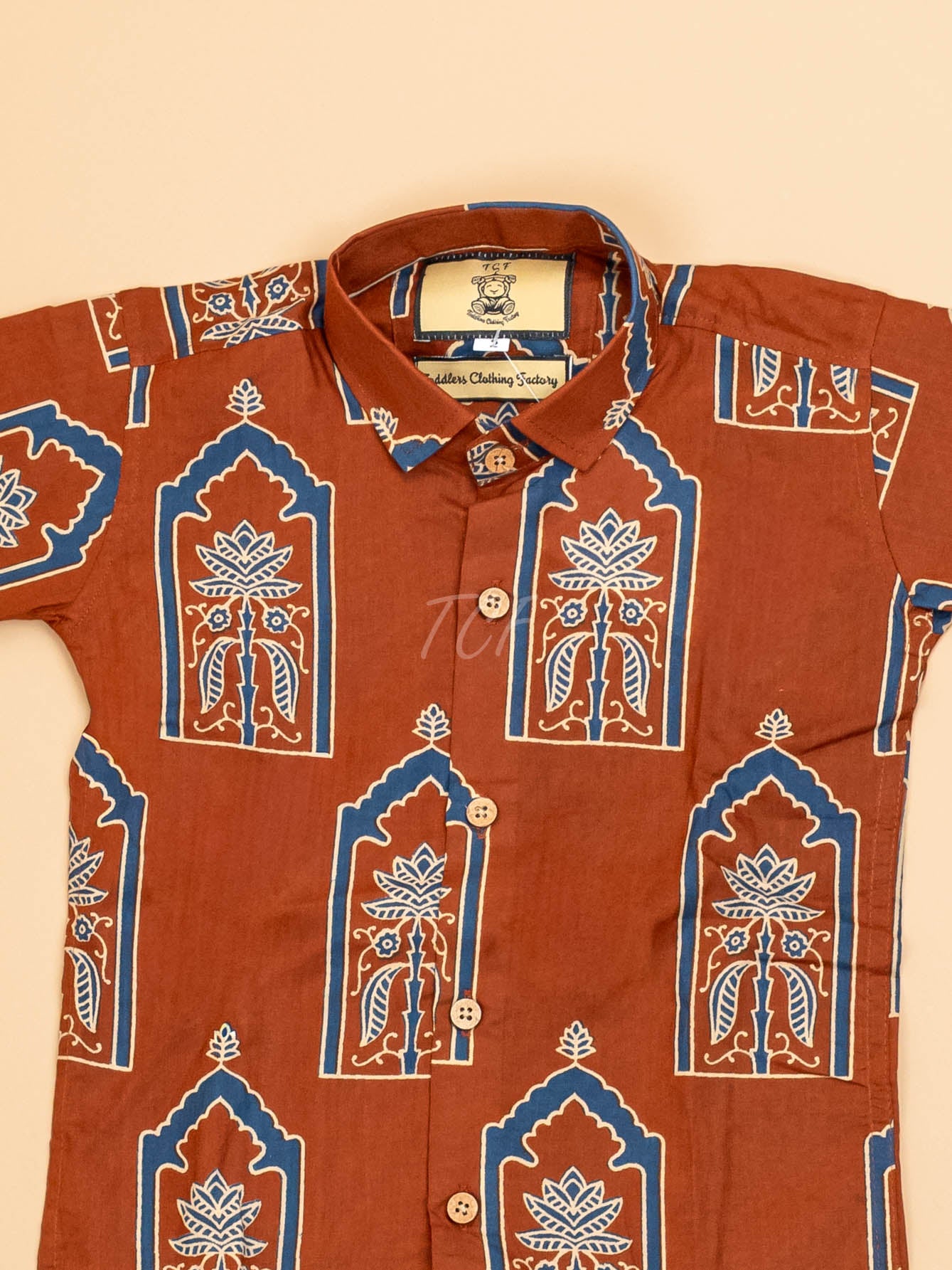 Rust & Grey - Boys Readymade Cotton Printed Shirts