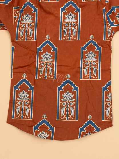 Rust & Grey - Boys Readymade Cotton Printed Shirts