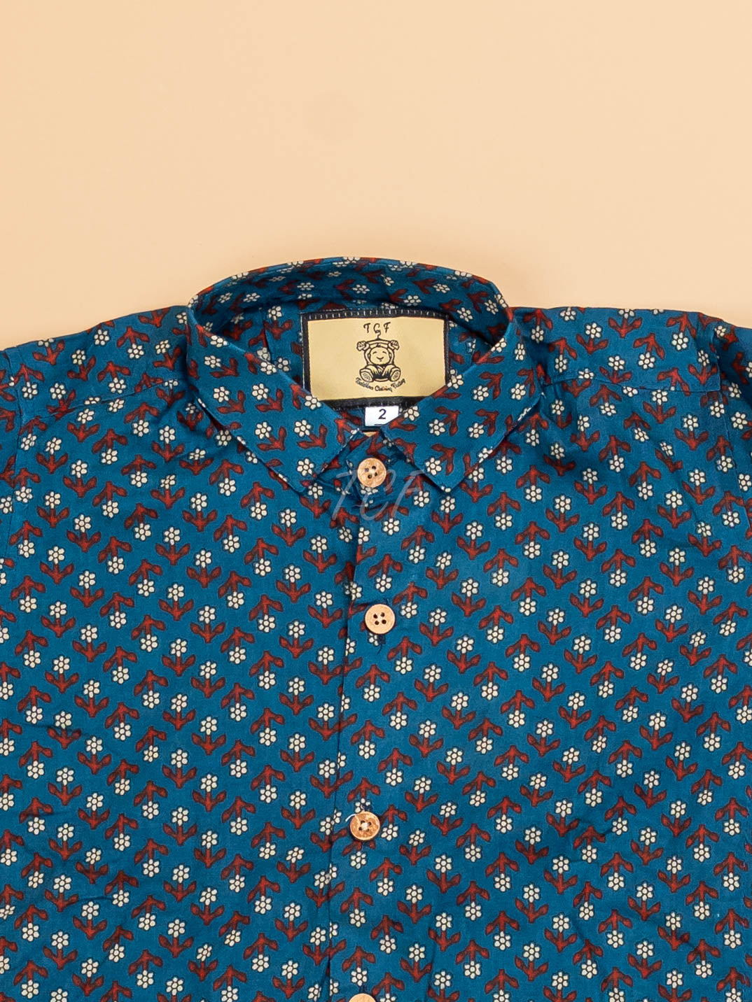 Blue & Maroon - Boys Readymade Cotton Printed Shirts