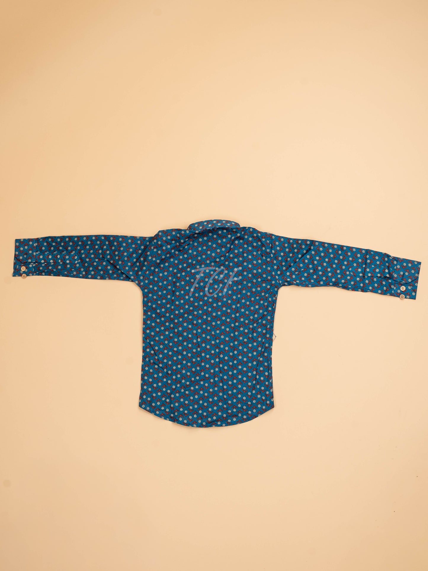 Blue & Maroon - Boys Readymade Cotton Printed Shirts
