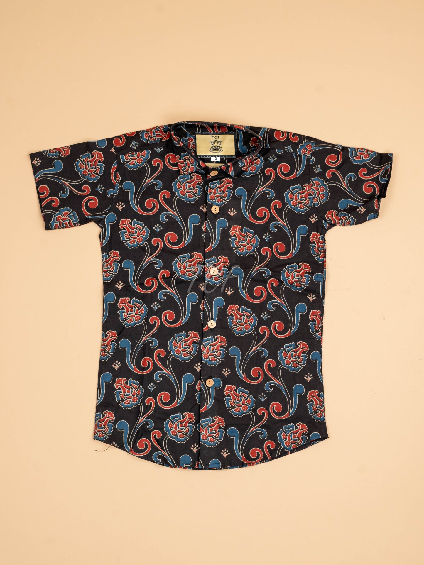 Black & Maroon - Boys Readymade Cotton Printed Shirts