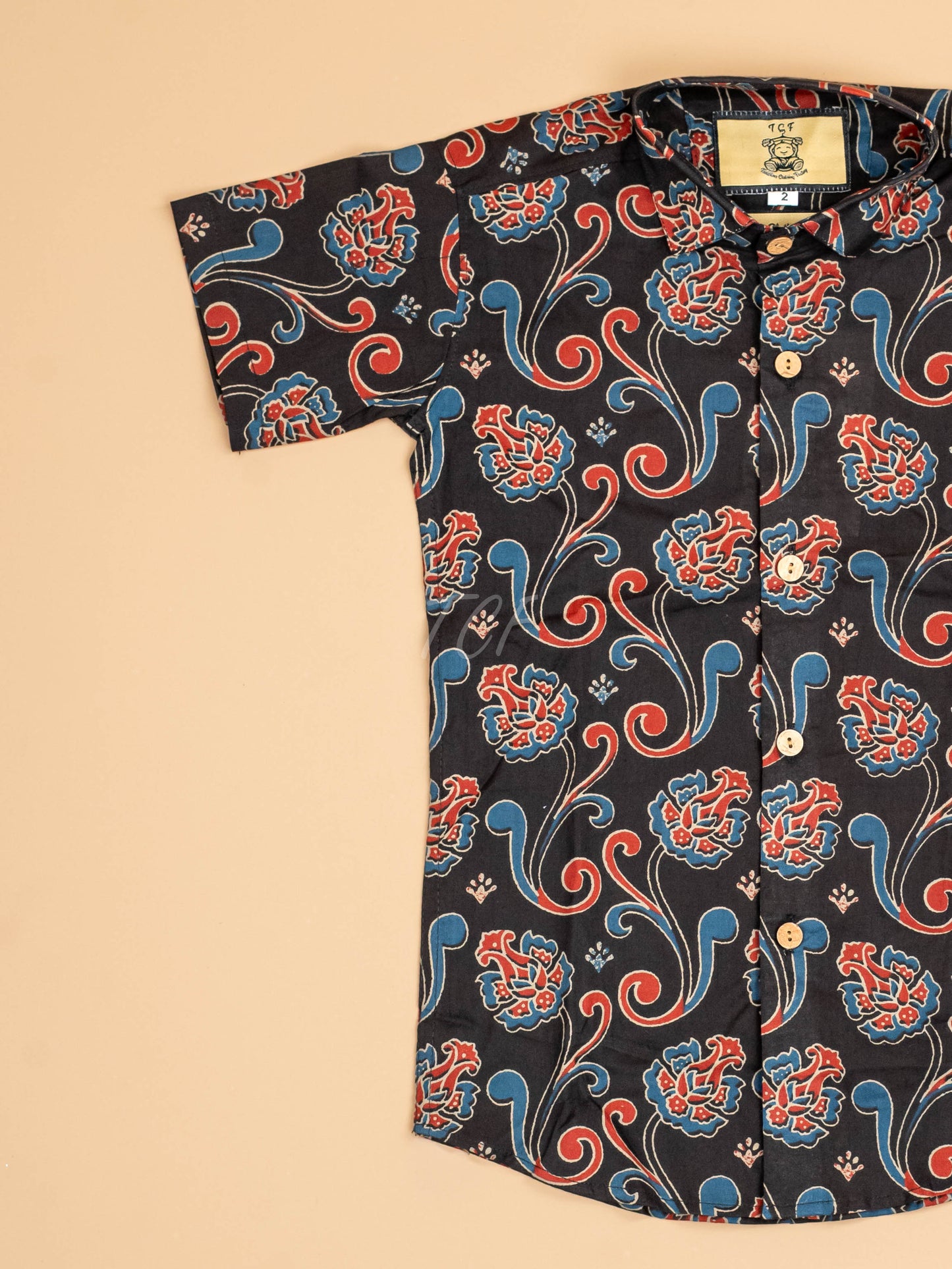 Black & Maroon - Boys Readymade Cotton Printed Shirts