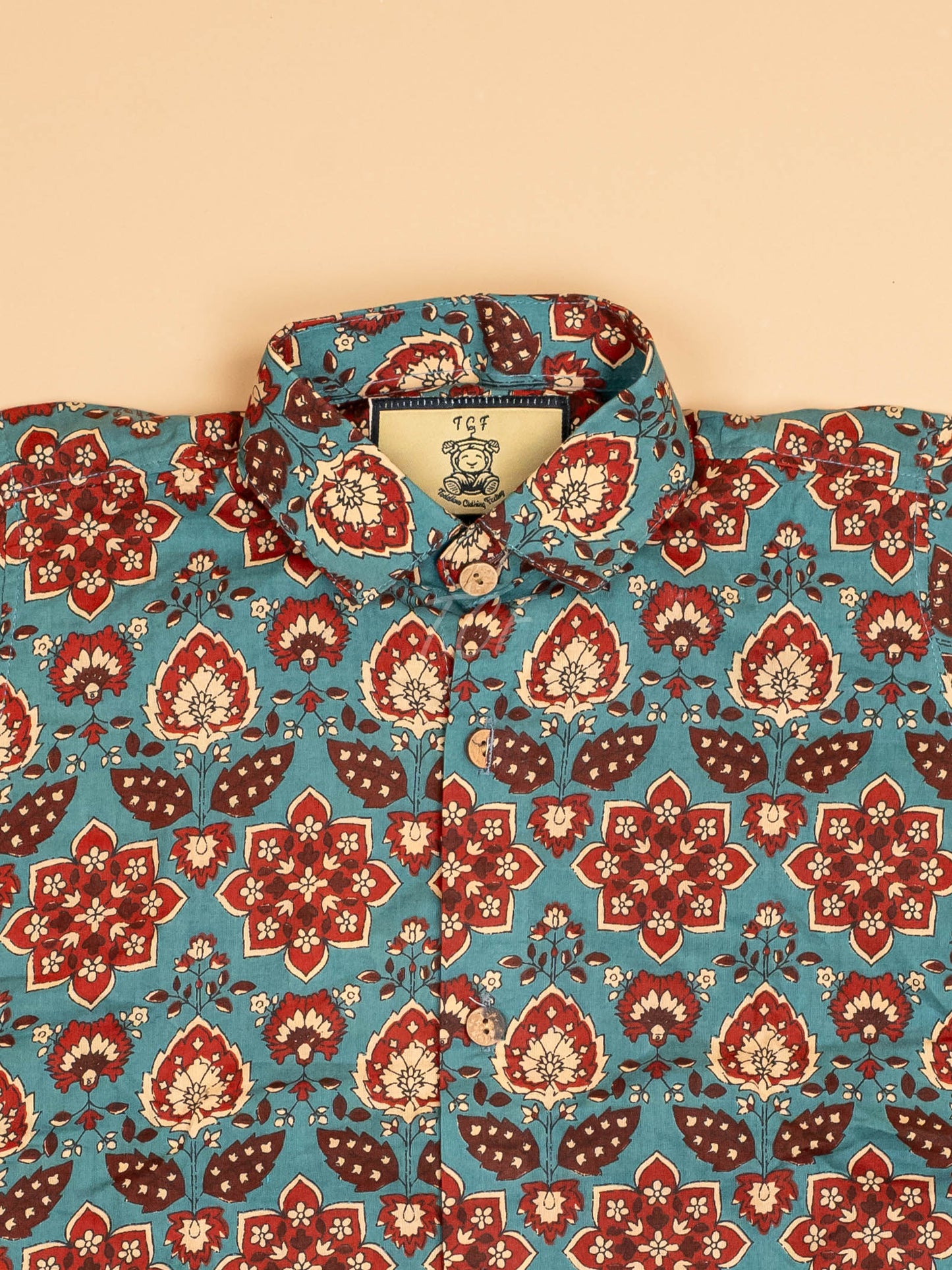 Light Blue & Maroon - Boys Readymade Cotton Printed Shirts
