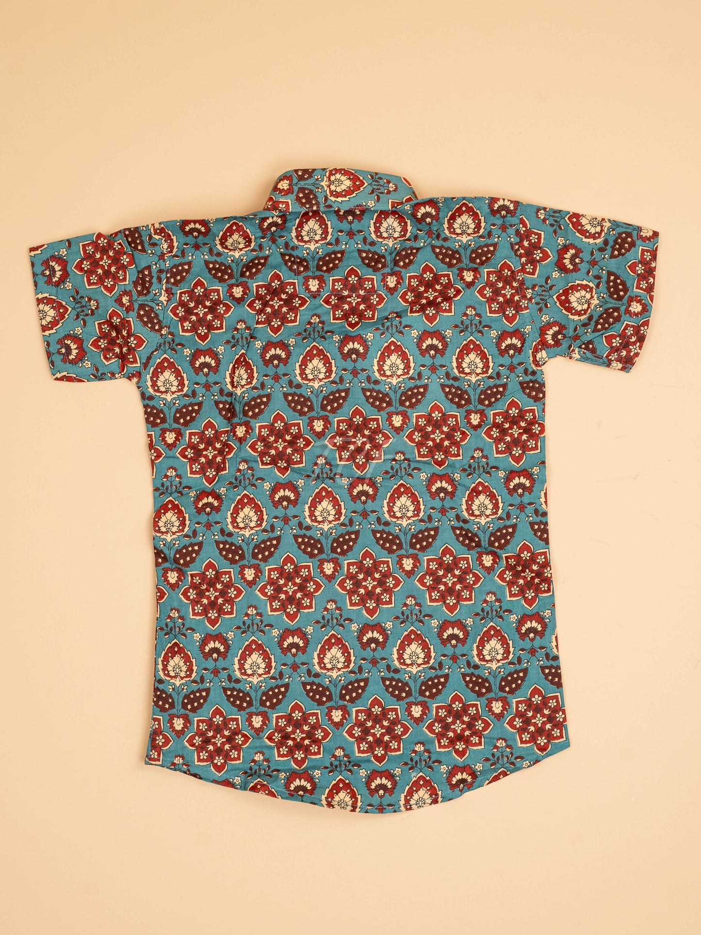 Light Blue & Maroon - Boys Readymade Cotton Printed Shirts