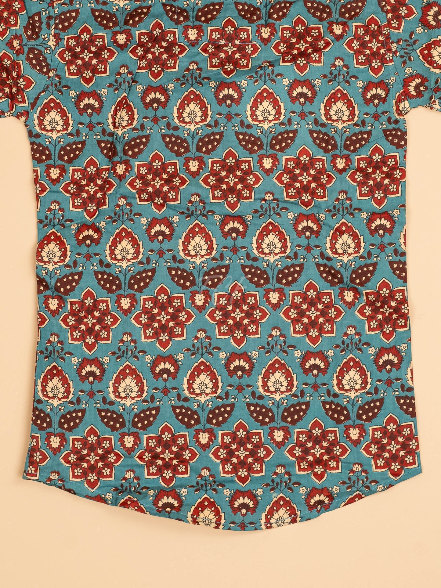 Light Blue & Maroon - Boys Readymade Cotton Printed Shirts