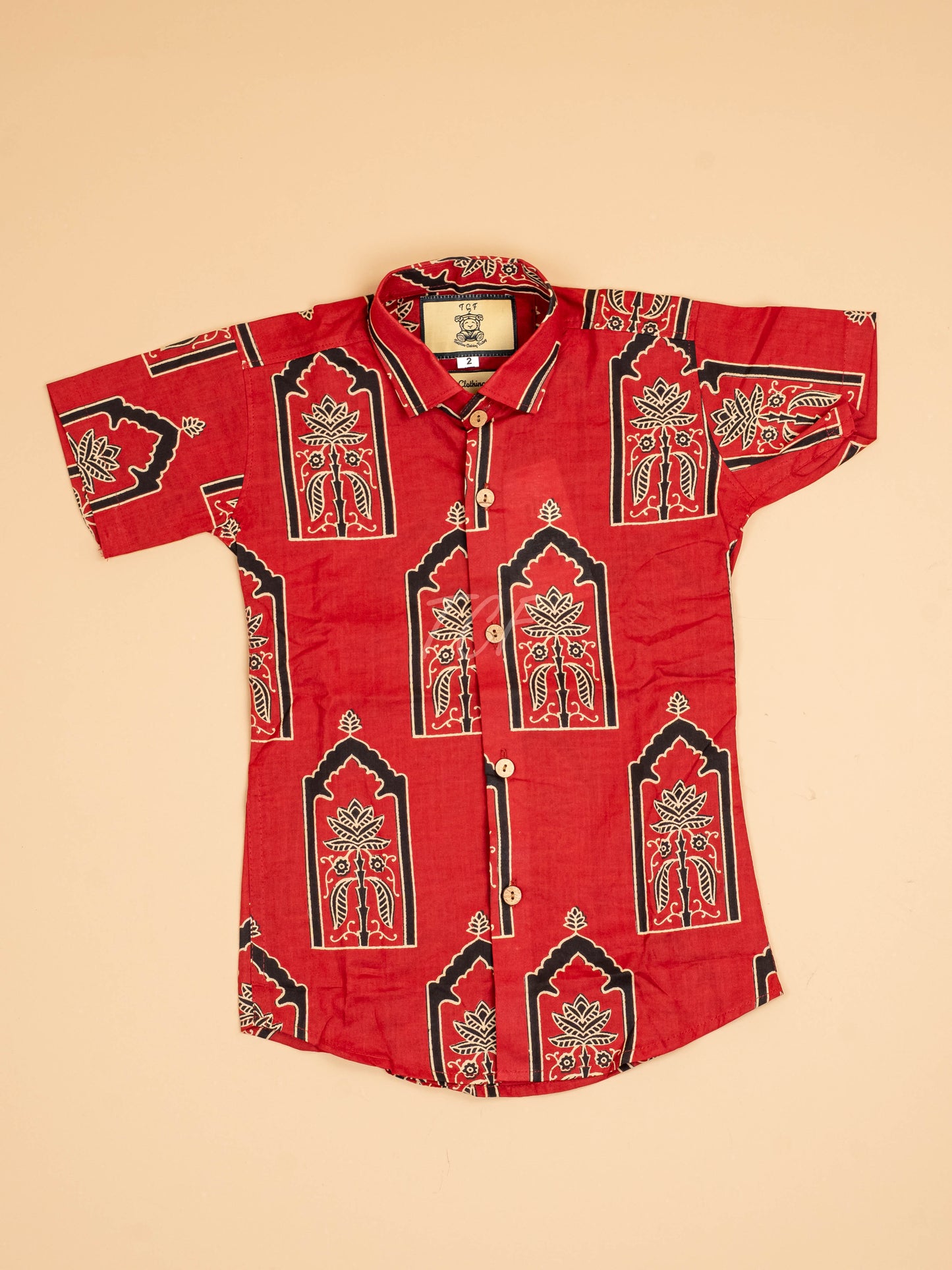 Red & Black - Boys Readymade Cotton Printed Shirts