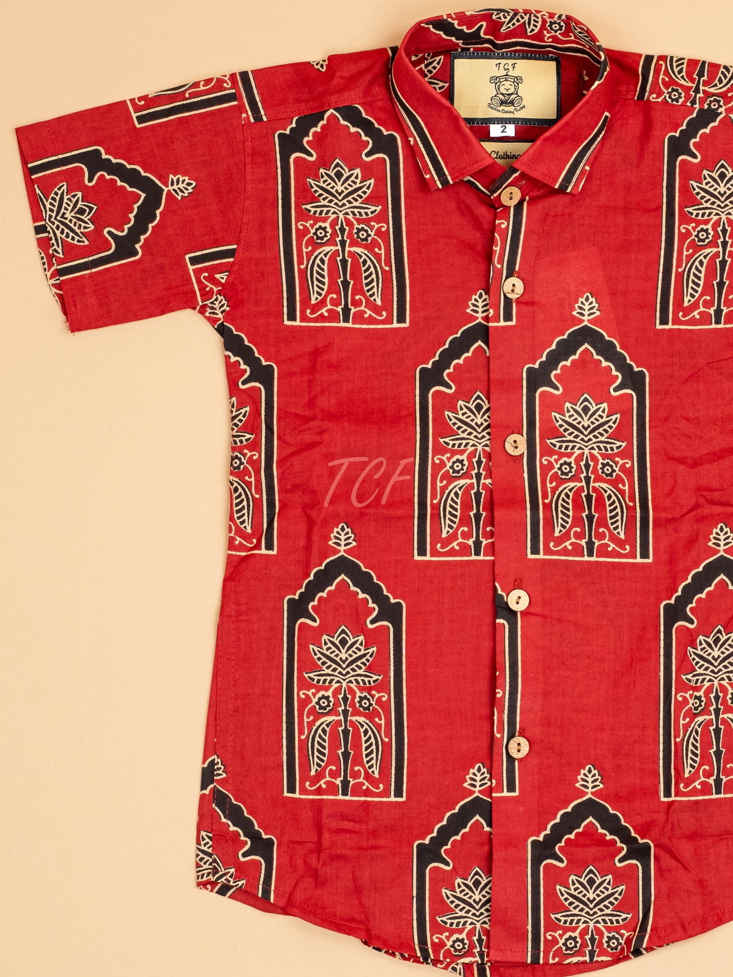 Red & Black - Boys Readymade Cotton Printed Shirts