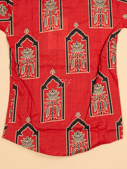 Red & Black - Boys Readymade Cotton Printed Shirts