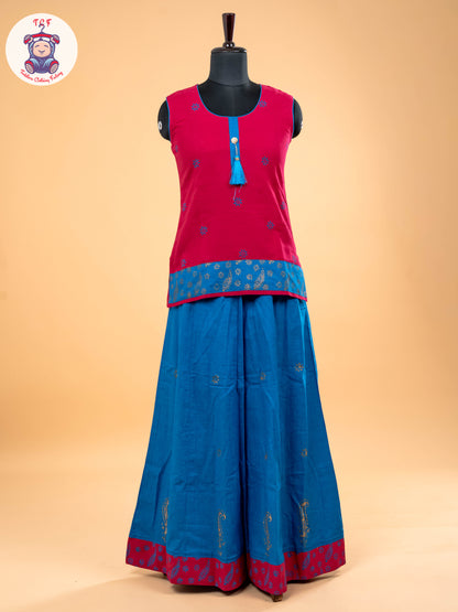 Pink & Sky Blue - Pavadai Sattai