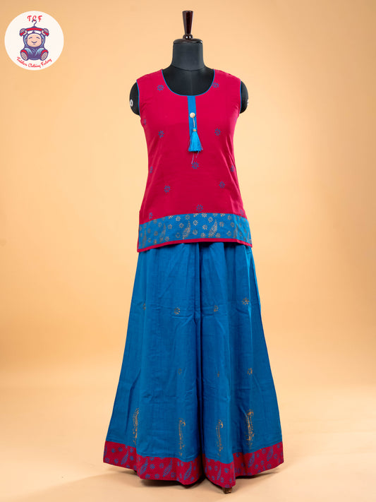 Pink & Sky Blue - Pavadai Sattai