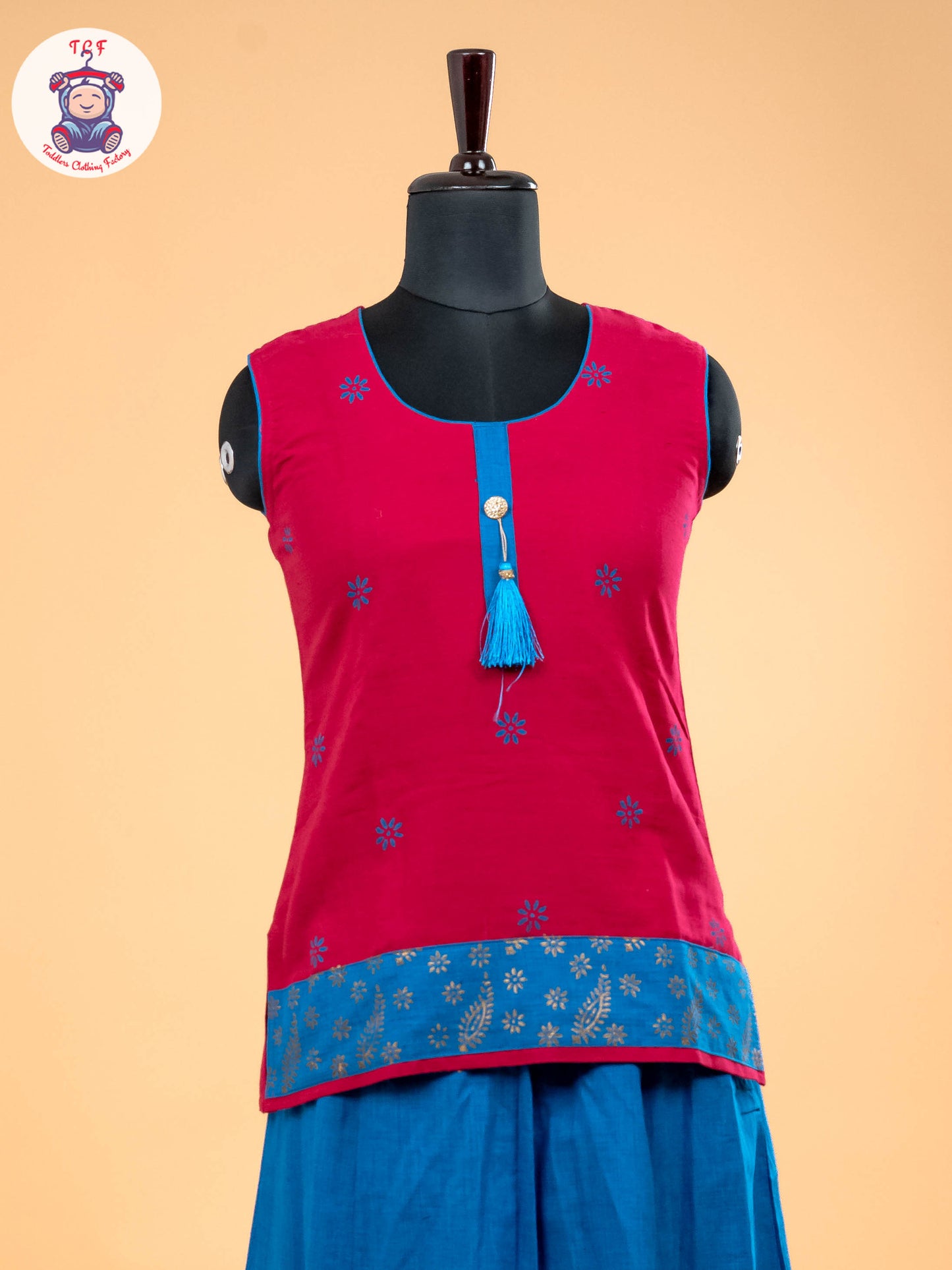 Pink & Sky Blue - Pavadai Sattai