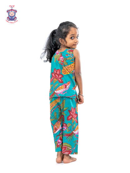 Peacock Blue - Girls Readymade Jaipur Cotton Salwar