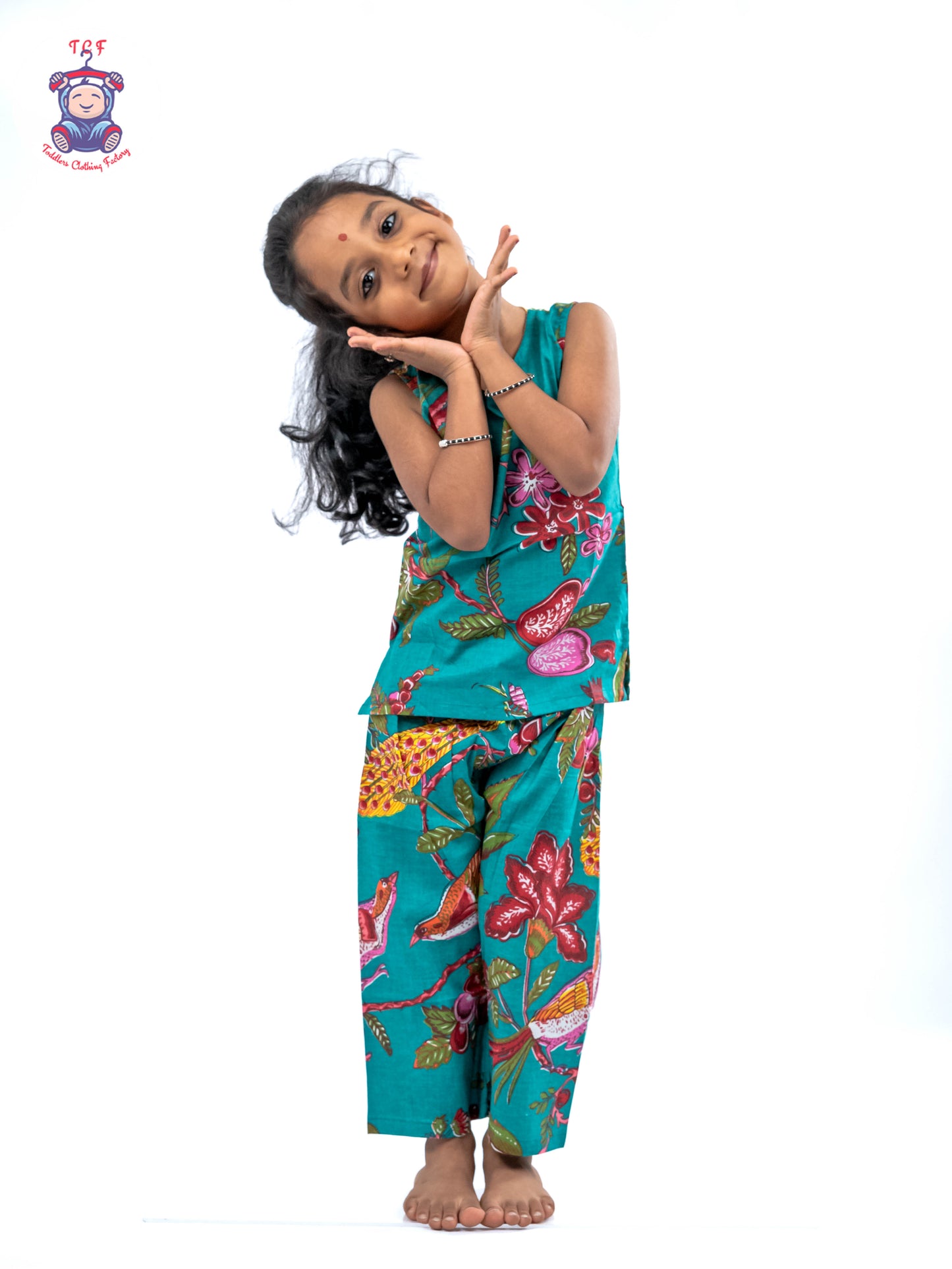 Peacock Blue - Girls Readymade Jaipur Cotton Salwar