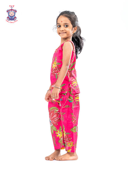 Rose Pink - Girls Readymade Jaipur Cotton Salwar