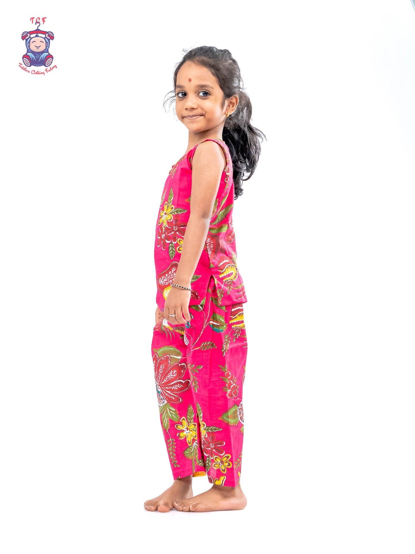 Rose Pink - Girls Readymade Jaipur Cotton Salwar